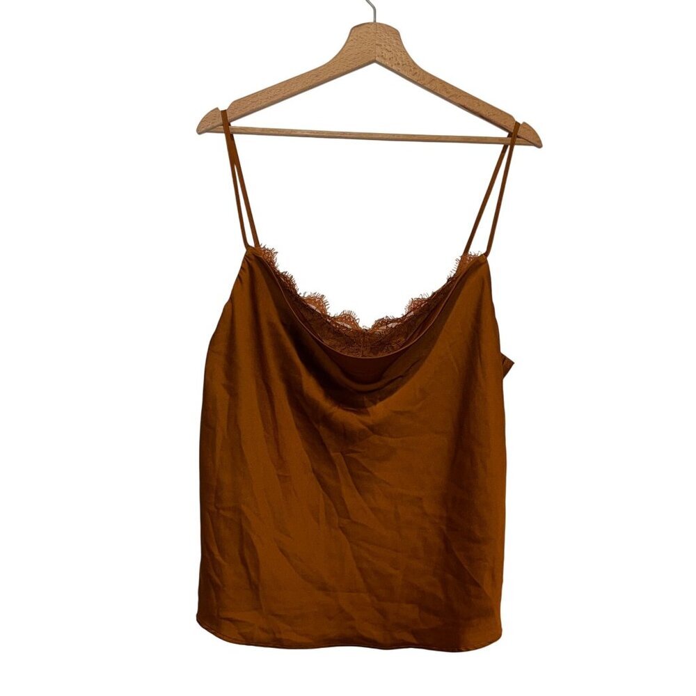 Abercrombie & Fitch Rust Brown Satin Lace-Trim Cami